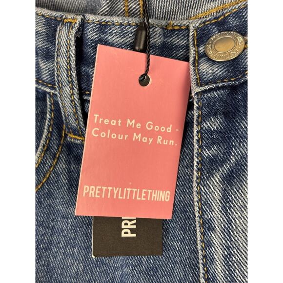 Pretty Little Thing Women’s Blue Split Hem Straight Leg Jeans Sz 6 NWT - Picture 8 of 9